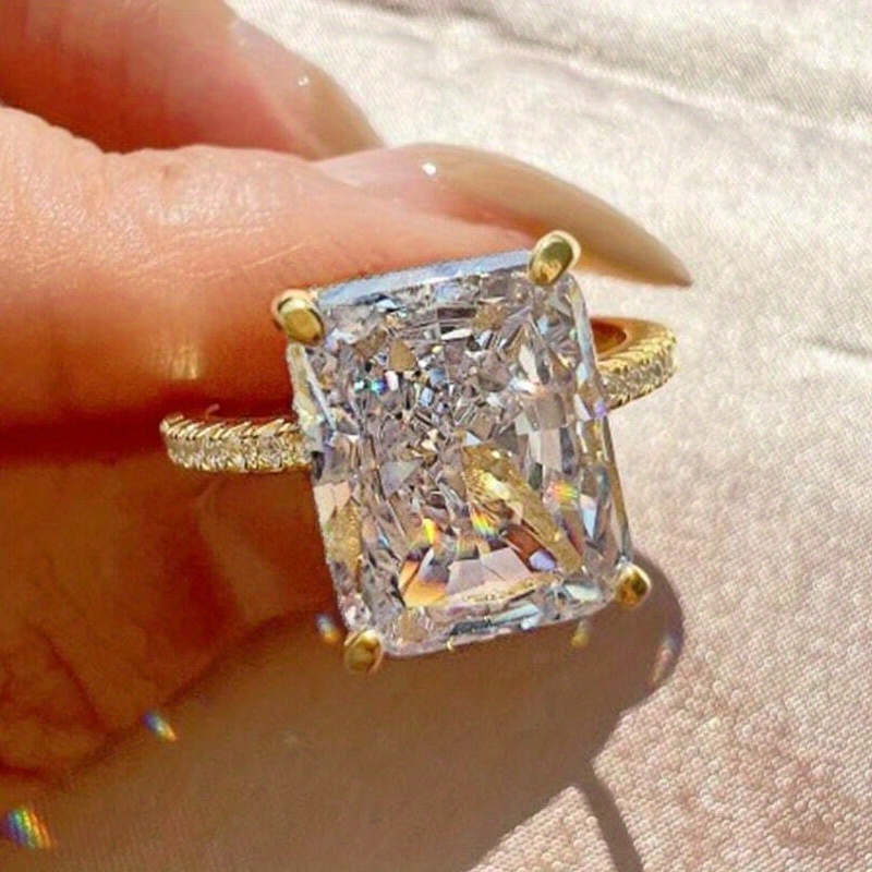 Stylish Radiant Cut White Moissanite Golden Ring